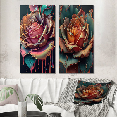 «Modern Blooming Rose», 2 pièces sur toile