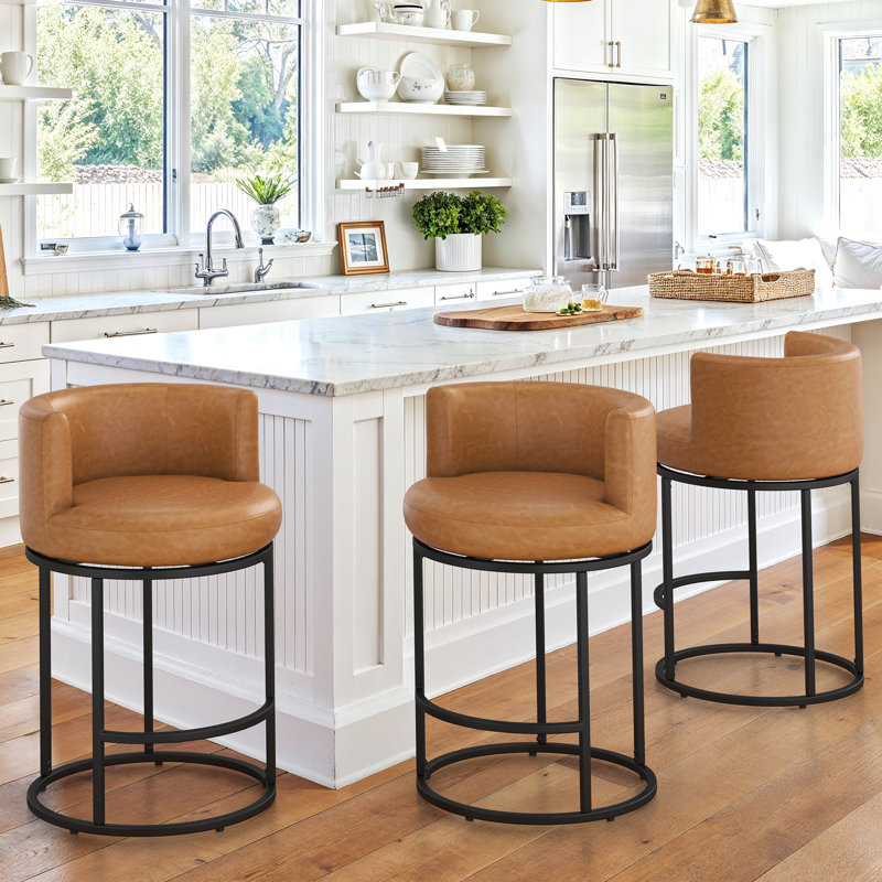 26" Swivel Counter Height Bar Stools , Whiskey Brown