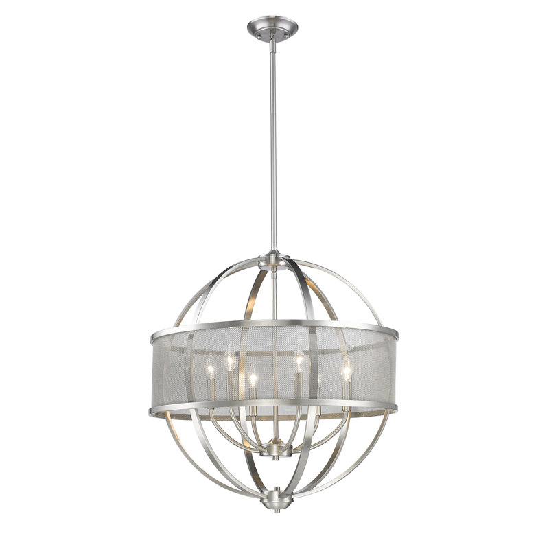 Petitt 6-Light Dimmable Globe Chandelier , Pewter, Pewter