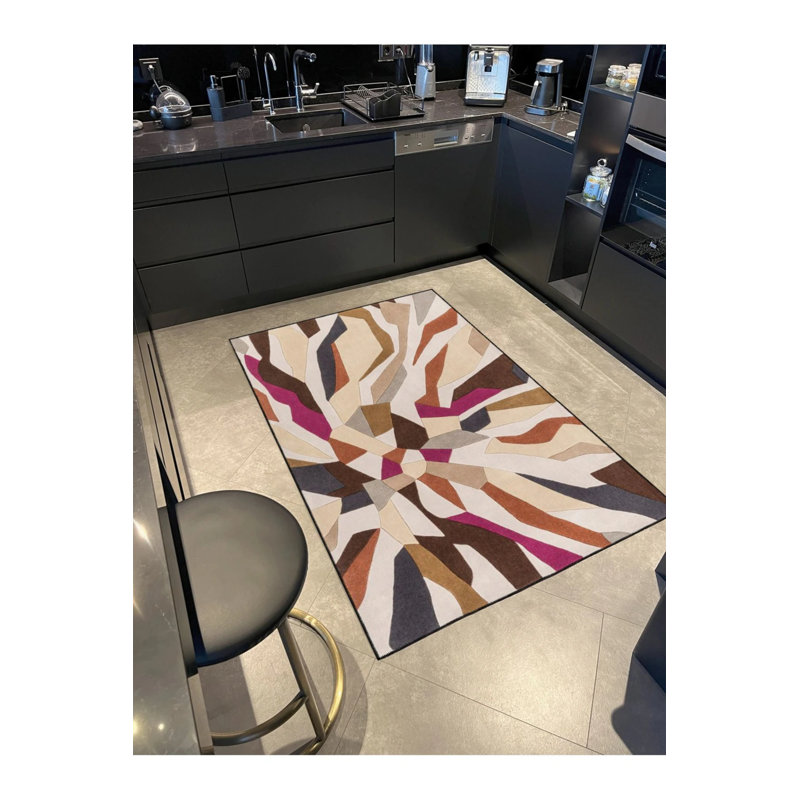Tapis tissé et lavable à thème moderne, Rectangle 2 pi 4 po x 4 pi
