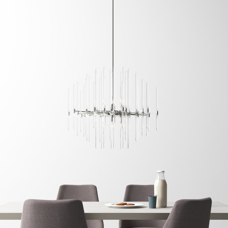 Chadley 8 - Light Dimmable Cylinder Chandelier, Polished Nickel, 25.5" H x 28.5" W x 28.5" D