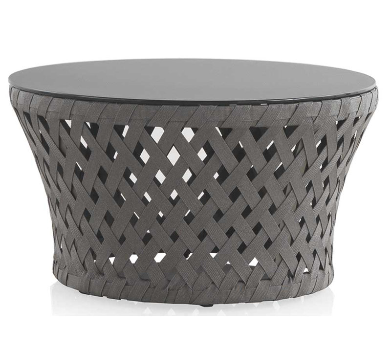 Priceville Round Glass Outdoor Coffee Table, 40cm H x 70cm W x 70cm L, Grey