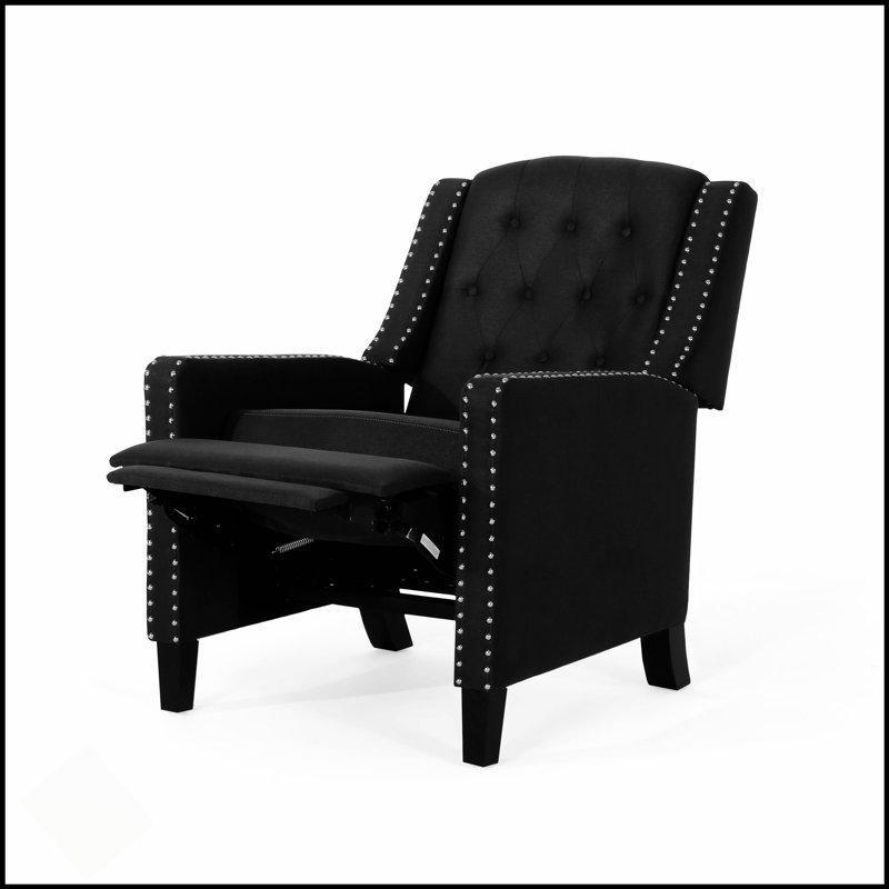 Chaise classique en tissu gris foncé avec accoudoirs rivetés élégants et pieds en bois de bouleau durable pour un confort moderne