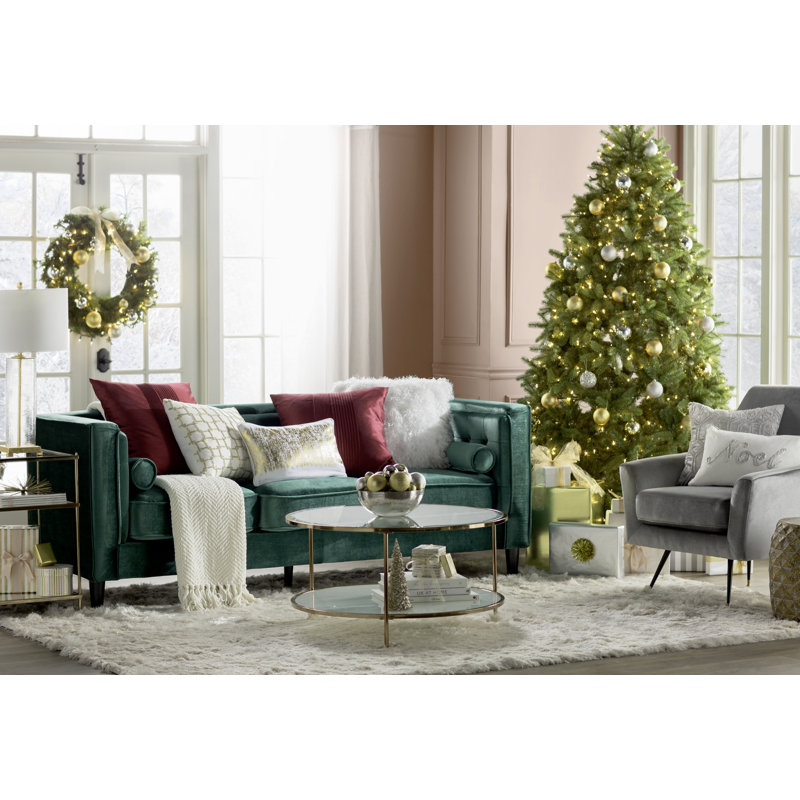 Linvel Glass Top Coffee Table, Antique Rose Gold