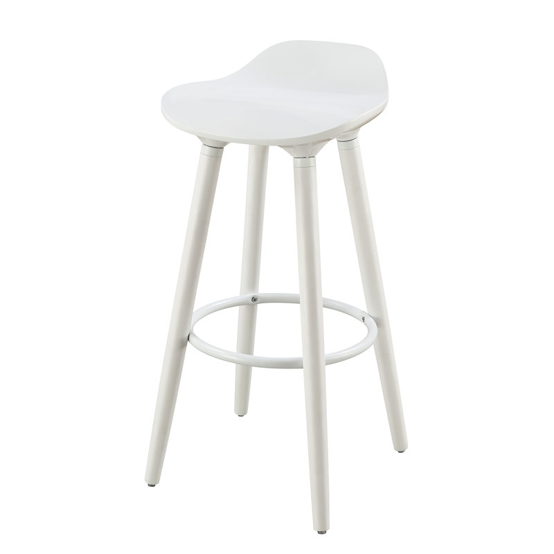 White Curved Seat Mid Century Modern Bar Stool