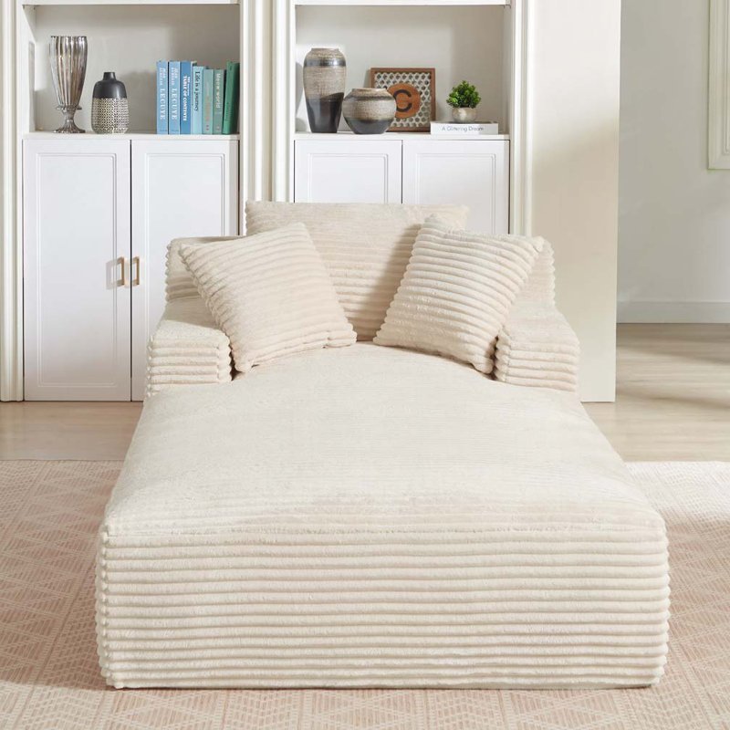 Méridienne surdimensionnée rembourrée Corduroy, Blanc