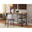 Bureau d'inspiration industrielle avec métal noir antique, plateau en bois reproduit et roulettes pour un bureau à domicile polyvalent