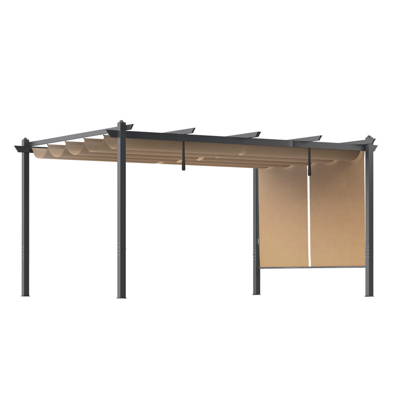 Pergola en aluminium avec auvent Aoodor, Kaki, H 8,2 pi x l 14 pi x P 12 pi