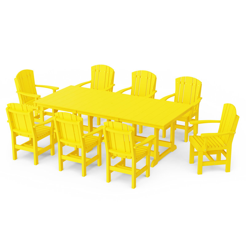 Ensemble de salle à manger rectangulaire avec accoudoirs 9 pièces Heritage, Jaune citron