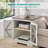 Farmhouse End Table with Charging Station - Nightstand with 2 Outlets & 2 USB Ports - Vintage Industrial Side Table-1131583839-1133463442