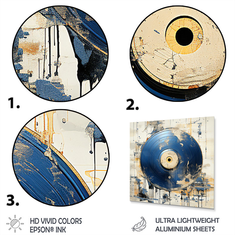 Blanc et bleu, vinyle, disque, mélodie, H 16 po x l 16 po