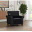 Chaise de salon simple avec pieds en bois et similicuir noir