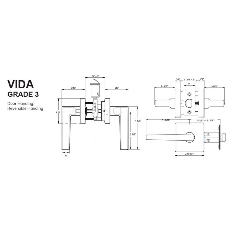 Vida Passage (Hall & Closet) Door Lever, Satin Nickel