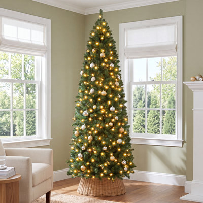 Nyle Pencil Pre-Lit Spruce Christmas Tree