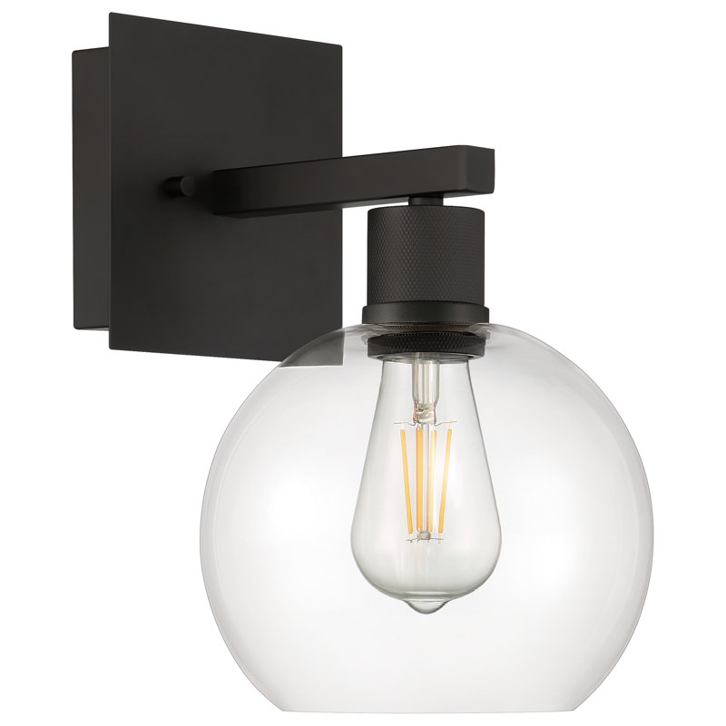Abdulkhalid LED Wall Sconce - Clear Glass - Replaceable LED, Matte Black