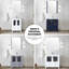 Meuble-lavabo double gris foncé mesurant 96 po X P 18,25 po, avec armoires latérales, surface en céramique blanche, structure en bois massif, tiroirs à fermeture douce, deux armoires et treize tiroirs pour une abondance-2072846639