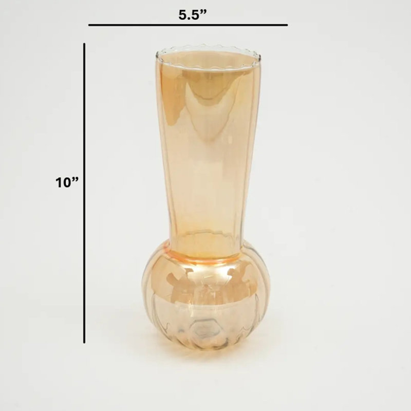 Glass Vase | Whimsy Whirlpool Large Decorative Vase | Modern Artistic Home Accent | 5.5x10 Inches, Overall Height 10"