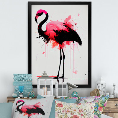 «Mrasak WaterColor Silhouette of Pink and Black Flamingo IV», reproduction sur toile