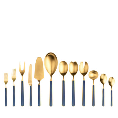 Fantasia Ice Gold Flatware Set - 67 Pieces - Cobalt