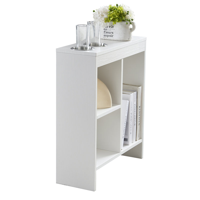 Elzena Floor Shelf End Table with Storage, White