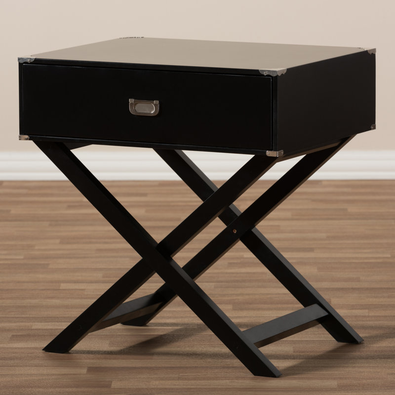 65.79cm W Manufactured Wood Bedside Table, Black