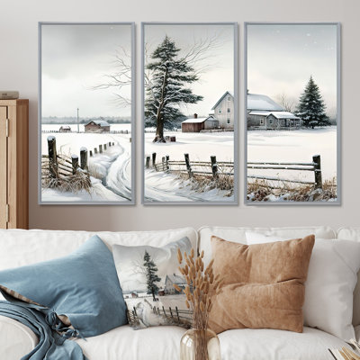 Nebraska Farm In Winter - ensemble d'art mural sur toile