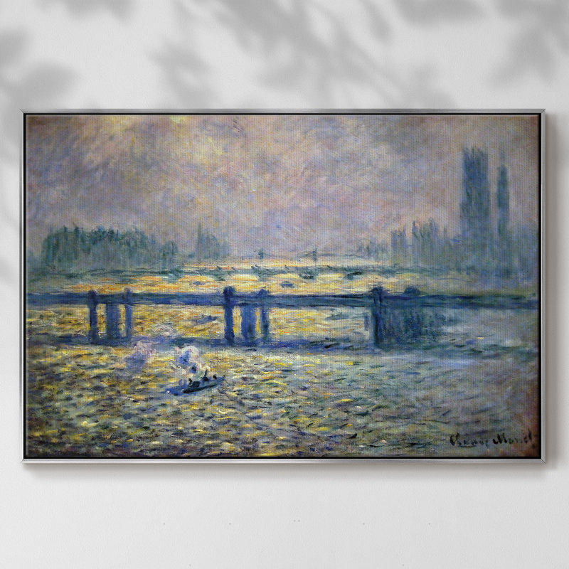 Charing Cross Bridge, Reflections On The Thames, 1899, reproduction d'art sur toile, H 37 po x l 25 po x P 2 po, Argent