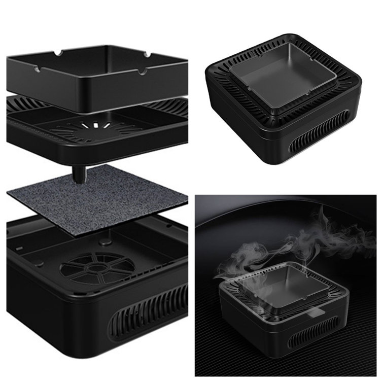  Smart Ashtray, Low Noise Smokeless Multifunctional Ashtray High  Density Filter Screen Efficient Cleaning With Aromatherapy Tablet For Home  (Grey Black) : Everything Else