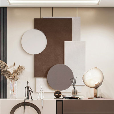Art mural gris foncé minimaliste géométrique 3D pour le salon