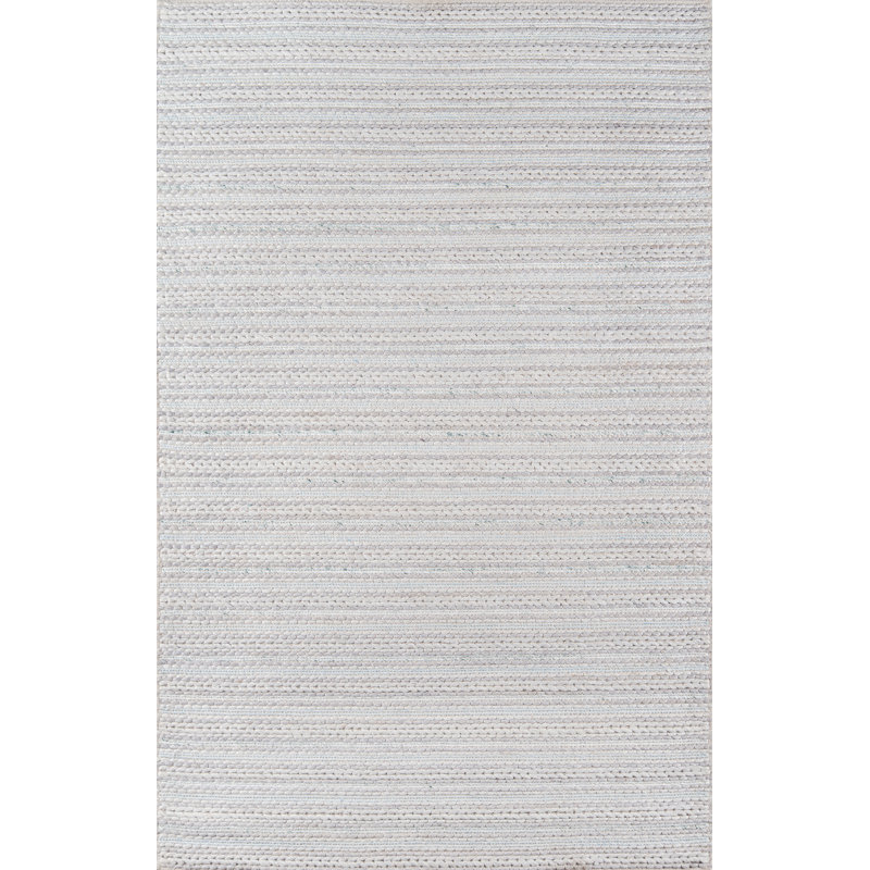 Tapis gris clair / crème / bleu clair tissé à la main Kells, Rectangle 5 pi x 7 pi