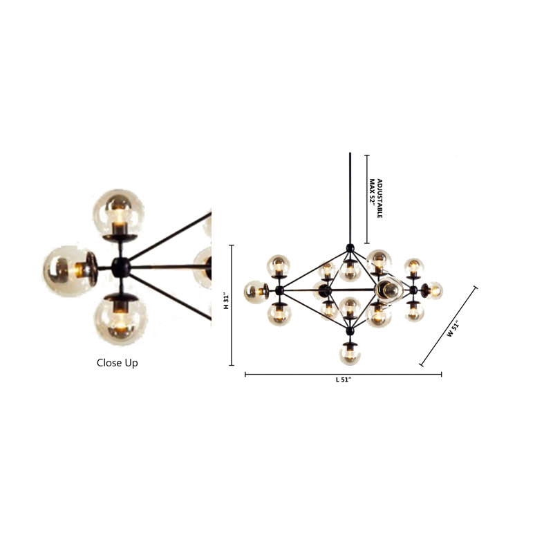Lehto 15-Light Sputnik Modern Linear Chandelier