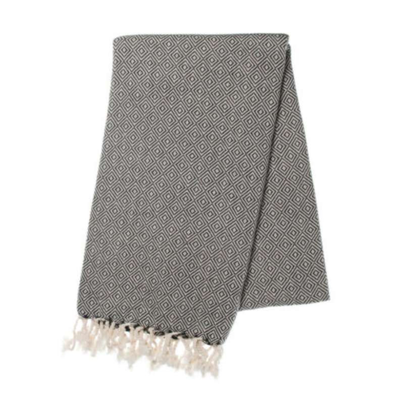 Serviette de plage en coton turc Jazouli, Noir