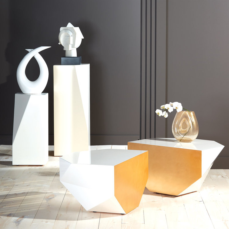 2 Piece Gema Coffee Table Set-Ivory/Gold