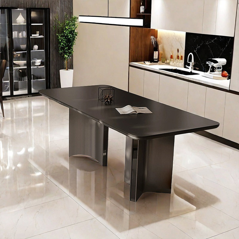 Light modern simple rectangular rock table, 29.53"H x 70.87"L x 35.43"W