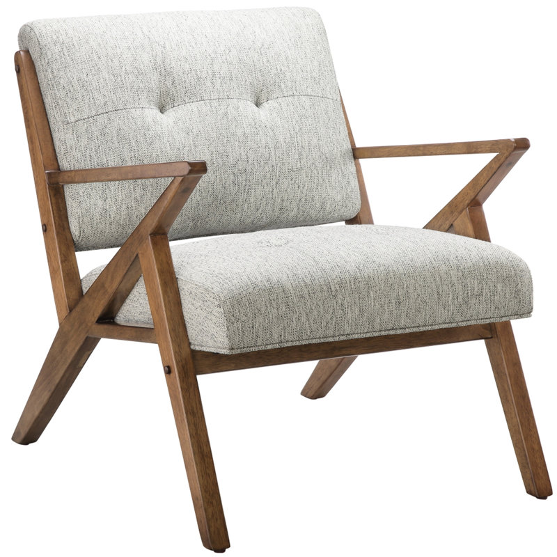 Méridienne Mid-Century moderne en bois massif, coussins pour le confort, gris, l 33,5 po x P 30 po x H 32,5 po, rembourrage en mousse haute, siège gris Mid-Century facile à assembler, assise confortable rembourrée