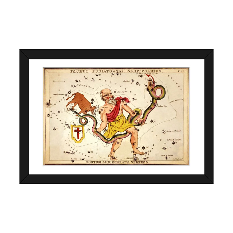 « ophiuchus, 1825 » par reproduction d’art sur toile Sidney Hall, H 24 po x l 32 po x P 1 po, Papier d'art encadré noir
