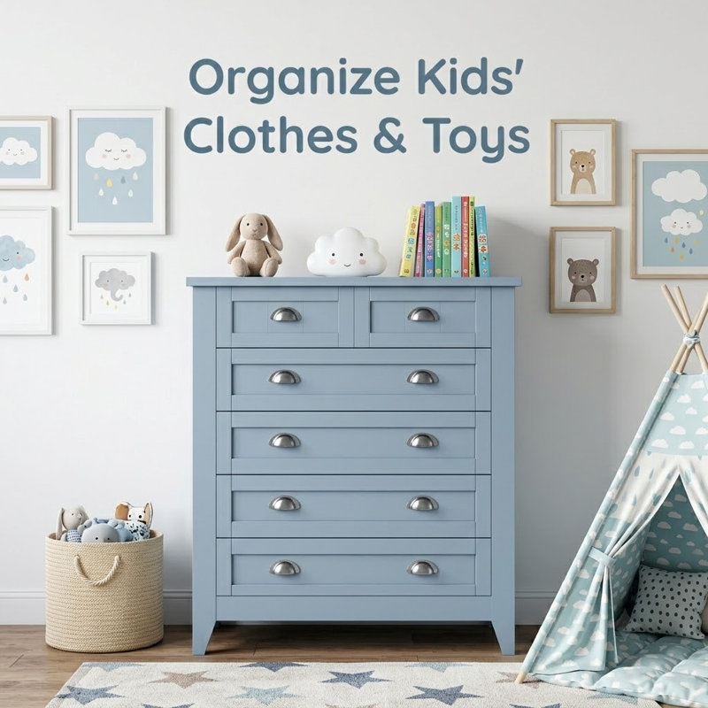 Commode 6 tiroirs Coastal Blue