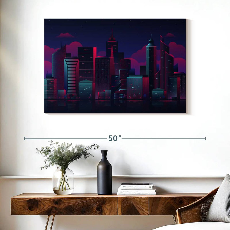 Paysage urbain de nuit Siron, H 26 po x l 39 po