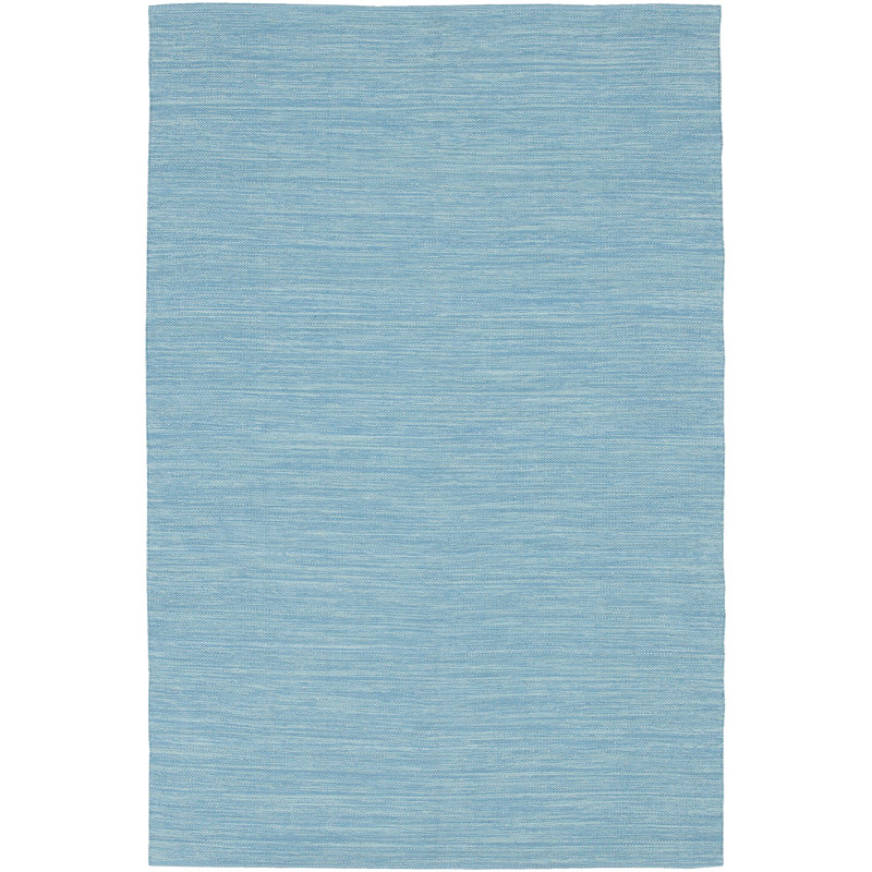 India Hand Loomed Cotton Modern Area Rug in Blue, Rectangle 5' x 7'6"