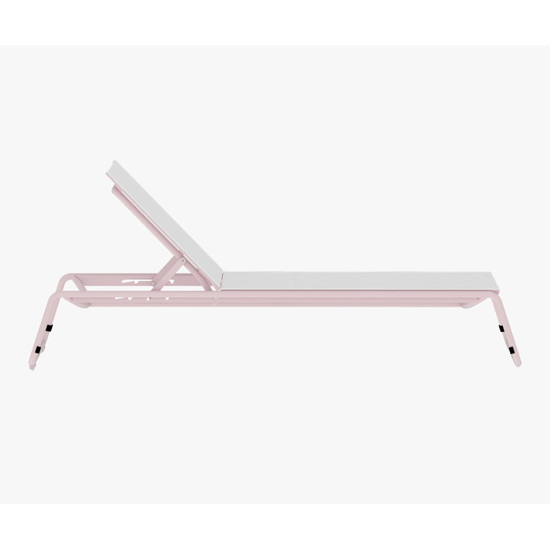 Corail Outdoor Rust-Resistant Metal Chaise Lounge, Pastel Pink