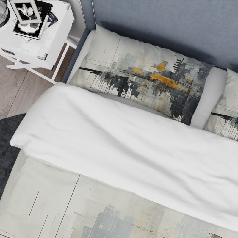 Abstract Cityscape III - Ensemble de housse de couette Abstract Collages - Microfibre de polyester