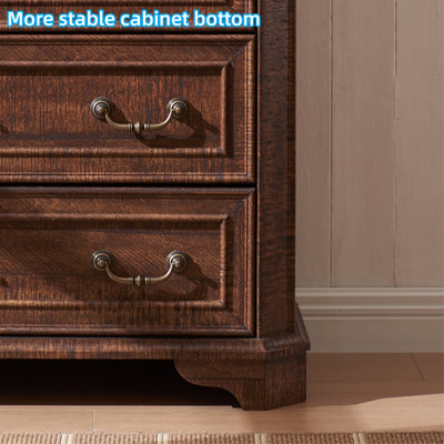 Commode de chambre à coucher à 5 tiroirs Theron Farmhouse, commode haute en bois, rangement pour garde-robe de chambre à coucher