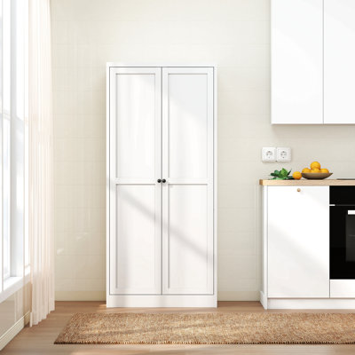 61" White Metal Kitchen Pantry Cabinet Adjustable Storage With 4 Shelves (110Lb Capacity), Heavy Duty Freestanding Pantry Organizer For Kitchen, Pantry, Living Room