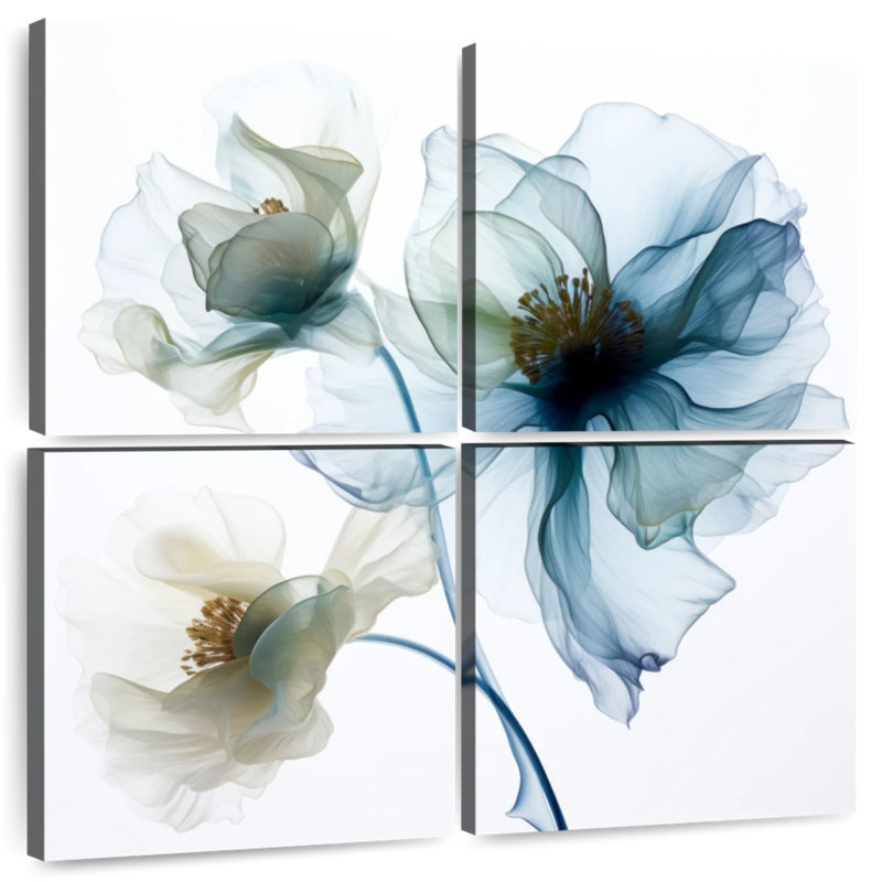 Harnek translucide fleurs de pavot bleues I, H 18 po x l 18 po