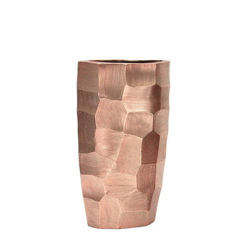 Orla Metal Table Vase, Copper, 13" H x 7.5" W x 3.5" D