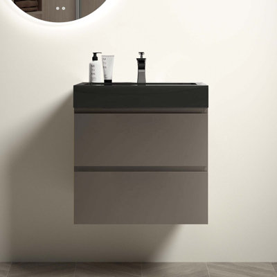 Meuble-lavabo mural moderne avec lavabo une pièce sans drain ni robinet
