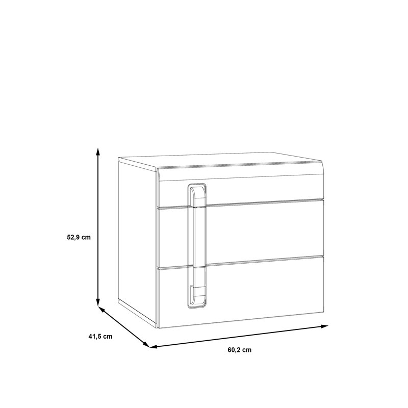 Attention Manufactured Wood Bedside Table, Right Orientation