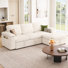 Canapé modulaire en L avec lit escamotable, canapé-lit modulaire avec rangement, beige