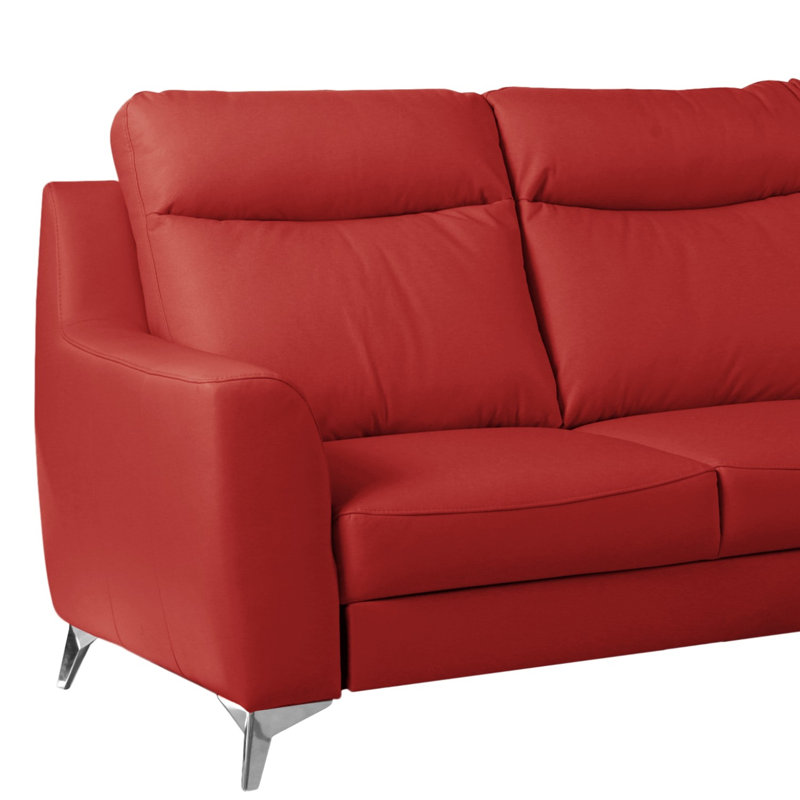 Canapé d'angle en cuir avec méridienne Emmie-Mae, Rouge, Orienté à droite