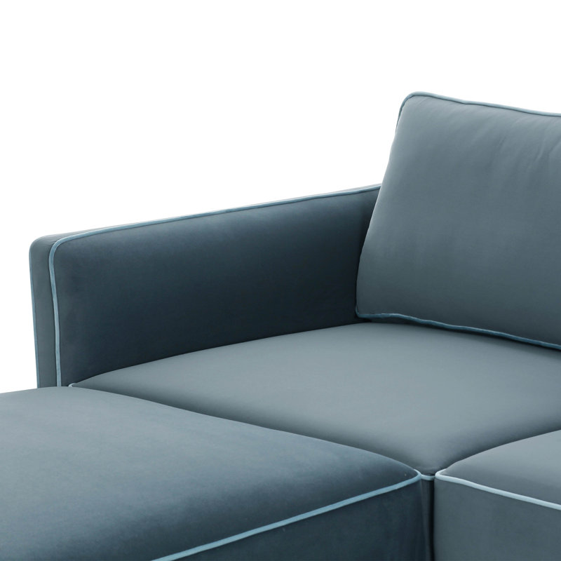 Canapé modulaire Clairah Berry, Orienté à gauche (vu de face), Velours bleu